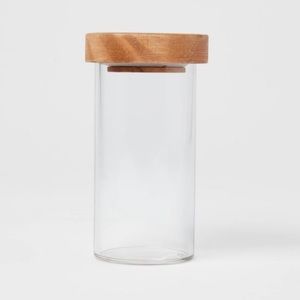 Glass Spice Jars with Wood Lids (5)